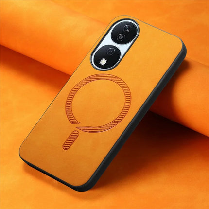 For Honor X7b 5G Leather Back Case Compatible with MagSafe Skin-touch Phone Cover