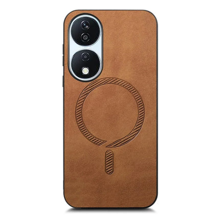 For Honor X7b 5G Leather Back Case Compatible with MagSafe Skin-touch Phone Cover