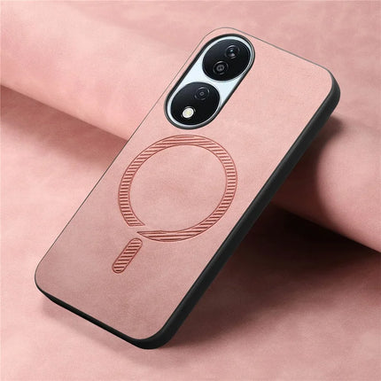 For Honor X7b 5G Leather Back Case Compatible with MagSafe Skin-touch Phone Cover