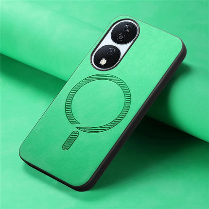 For Honor X7b 5G Leather Back Case Compatible with MagSafe Skin-touch Phone Cover