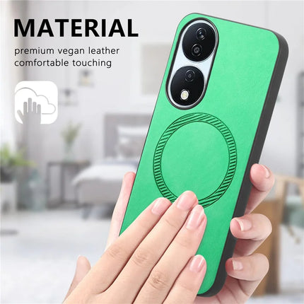 For Honor X7b 5G Leather Back Case Compatible with MagSafe Skin-touch Phone Cover