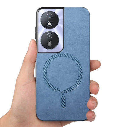 For Honor Play 50 Plus 5G Leather Back Case Compatible with MagSafe Skin-touch Phone Cover