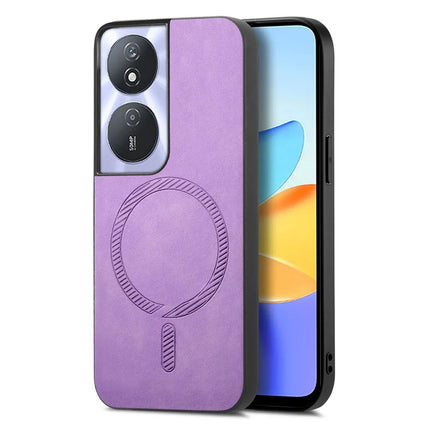 For Honor Play 50 Plus 5G Leather Back Case Compatible with MagSafe Skin-touch Phone Cover - Purple