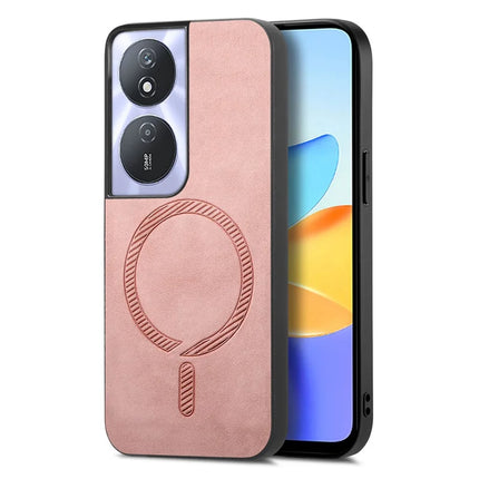 For Honor Play 50 Plus 5G Leather Back Case Compatible with MagSafe Skin-touch Phone Cover - Pink