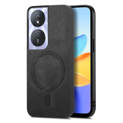 For Honor Play 50 Plus 5G Leather Back Case Compatible with MagSafe Skin-touch Phone Cover - Black
