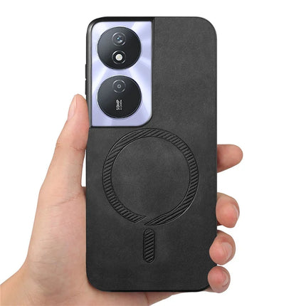 For Honor Play 50 Plus 5G Leather Back Case Compatible with MagSafe Skin-touch Phone Cover