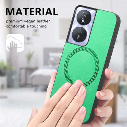 For Honor Play 50 Plus 5G Leather Back Case Compatible with MagSafe Skin-touch Phone Cover