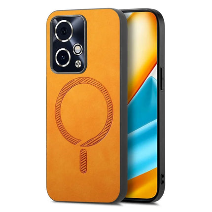 For Honor 90 GT 5G Leather Back Case Compatible with MagSafe Skin-touch Phone Cover - Yellow