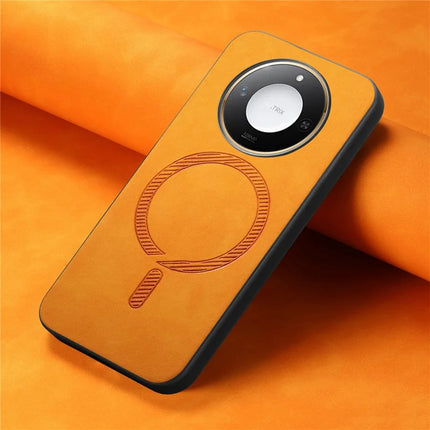For Honor X60 5G Leather Back Case Compatible with MagSafe Skin-touch Phone Cover