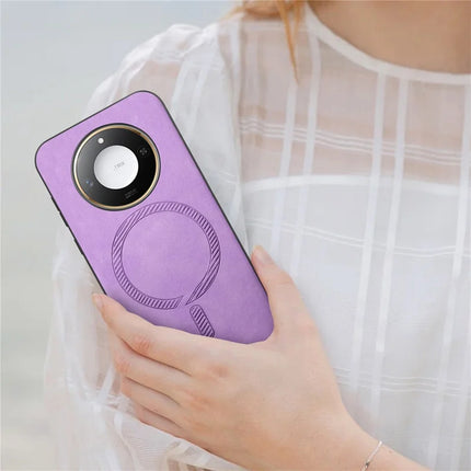 For Honor X60 5G Leather Back Case Compatible with MagSafe Skin-touch Phone Cover