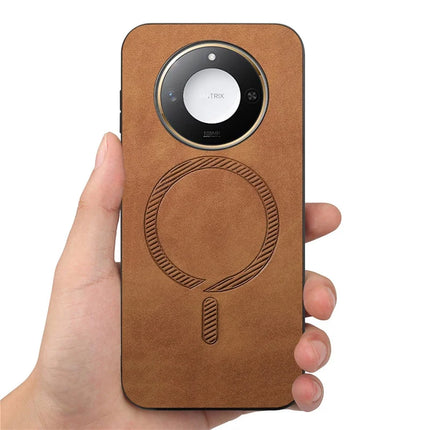 For Honor X60 5G Leather Back Case Compatible with MagSafe Skin-touch Phone Cover