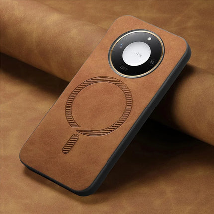 For Honor X60 5G Leather Back Case Compatible with MagSafe Skin-touch Phone Cover