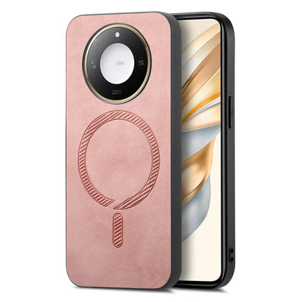 For Honor X60 5G Leather Back Case Compatible with MagSafe Skin-touch Phone Cover - Pink
