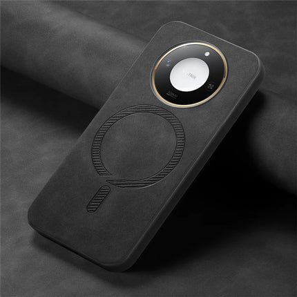 For Honor X60 5G Leather Back Case Compatible with MagSafe Skin-touch Phone Cover