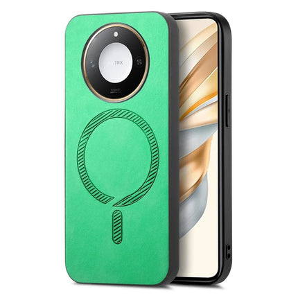 For Honor X60 5G Leather Back Case Compatible with MagSafe Skin-touch Phone Cover - Green