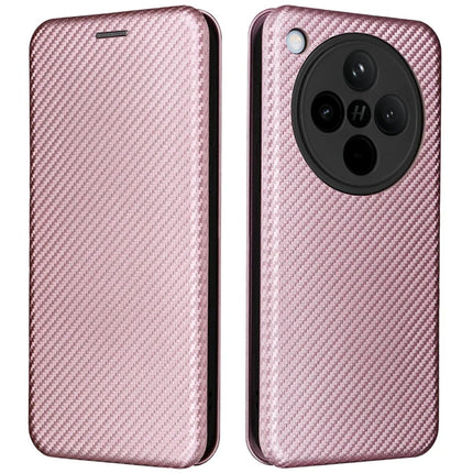For Oppo Find X8 5G Case Carbon Fiber Texture Drop-Proof PU Leather Phone Cover - Rose Gold