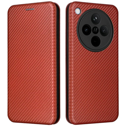 For Oppo Find X8 5G Case Carbon Fiber Texture Drop-Proof PU Leather Phone Cover - Brown