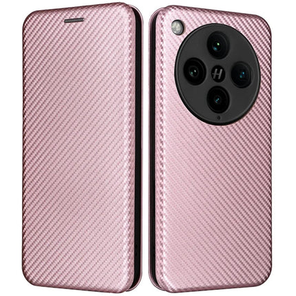 For Oppo Find X8 Pro 5G Case Carbon Fiber Texture Drop-Proof PU Leather Phone Cover - Rose Gold