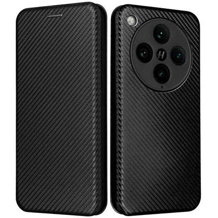 For Oppo Find X8 Pro 5G Case Carbon Fiber Texture Drop-Proof PU Leather Phone Cover - Black