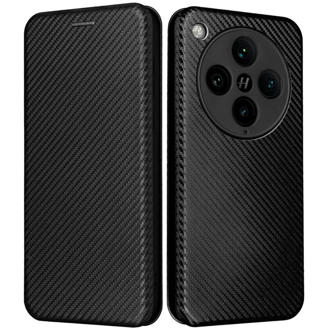 For Oppo Find X8 Pro 5G Case Carbon Fiber Texture Drop-Proof PU Leather Phone Cover - Black
