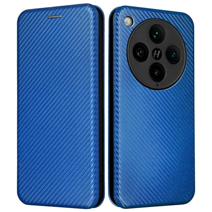 For Oppo Find X8 Pro 5G Case Carbon Fiber Texture Drop-Proof PU Leather Phone Cover - Blue
