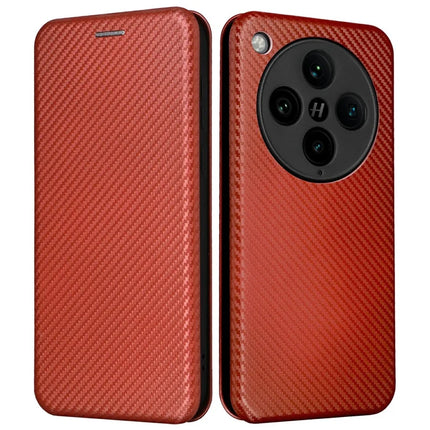 For Oppo Find X8 Pro 5G Case Carbon Fiber Texture Drop-Proof PU Leather Phone Cover - Brown