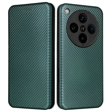 For Oppo Find X8 Pro 5G Case Carbon Fiber Texture Drop-Proof PU Leather Phone Cover - Green