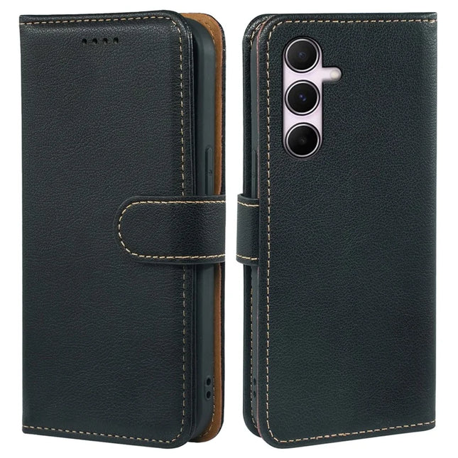 For Samsung Galaxy A06s Leather Case Litchi Texture Wallet RFID Blocking Phone Cover - Black