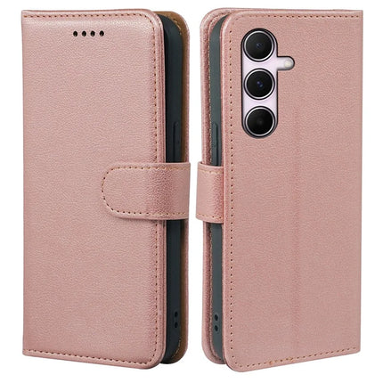 For Samsung Galaxy A06s Leather Case Litchi Texture Wallet RFID Blocking Phone Cover - Rose Gold