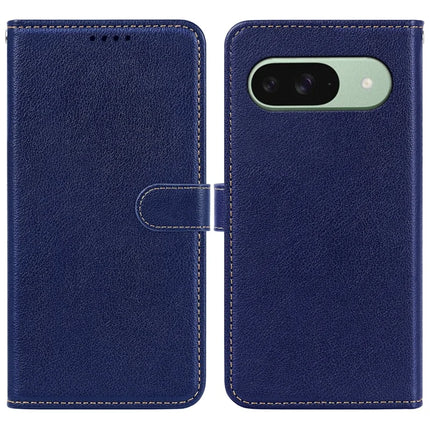 For Google Pixel 9 Pro  /  Pixel 9 Leather Case Litchi Texture Wallet RFID Blocking Phone Cover - Blue