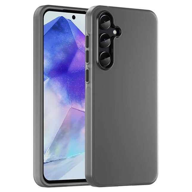 For Samsung Galaxy A55 5G Case TPU + PC Phone Back Cover Matte Translucent Design - Black