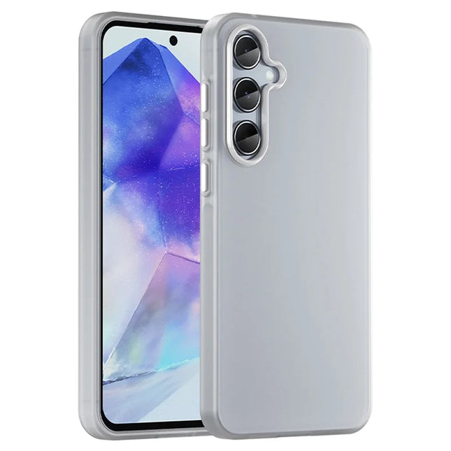 For Samsung Galaxy A55 5G Case TPU + PC Phone Back Cover Matte Translucent Design - White