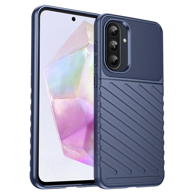 For Samsung Galaxy A36 5G / A56 5G Case Twill Texture TPU Shockproof Protective Phone Cover - Blue