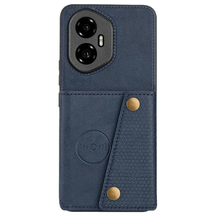 For Honor 300 Case with Card Slots Kickstand Leather + TPU Phone Cover - Blue