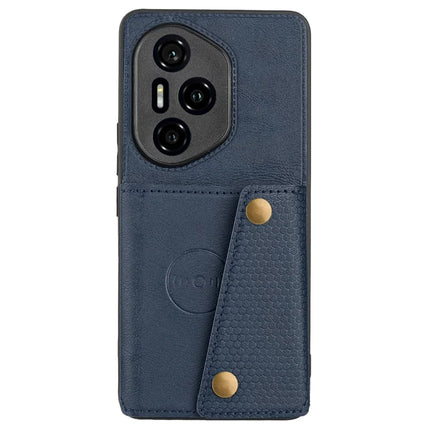 For Honor 300 Pro Case with Card Slots Kickstand Leather + TPU Phone Cover - Blue