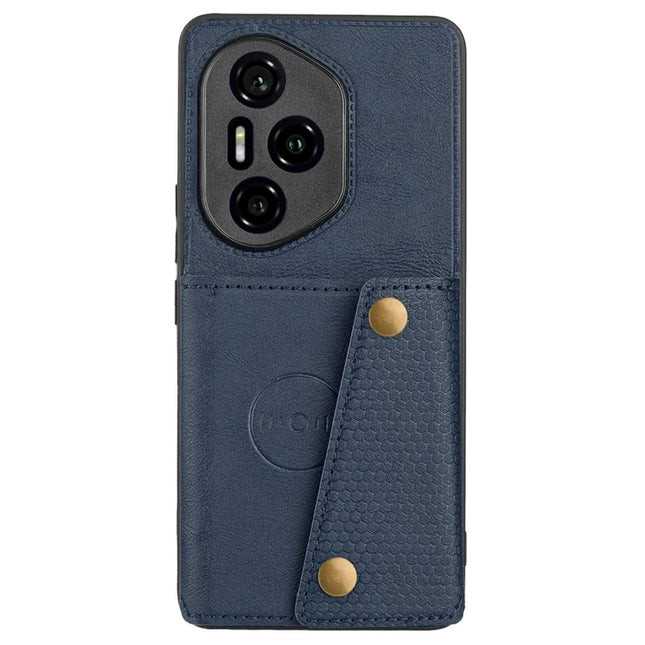 For Honor 300 Pro Case with Card Slots Kickstand Leather + TPU Phone Cover - Blue