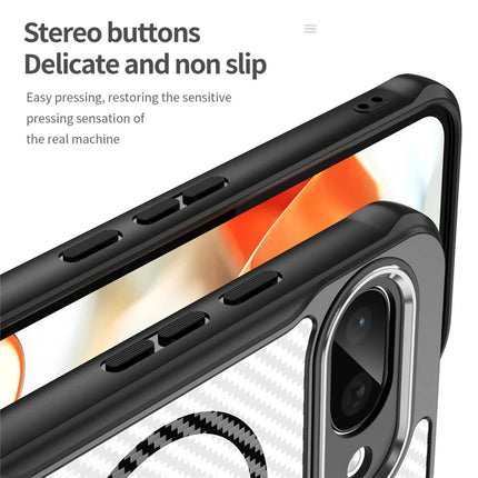 For Google Pixel 9a Case Compatible with MagSafe Hybrid Phone Cover Carbon Fiber