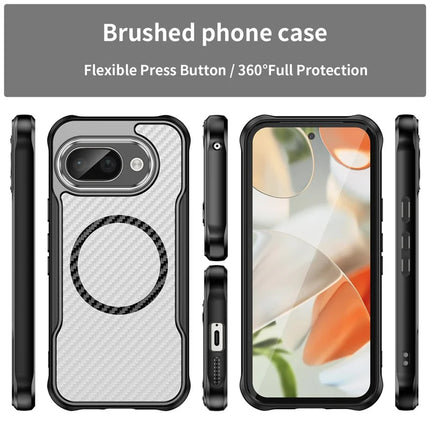 For Google Pixel 9a Case Compatible with MagSafe Hybrid Phone Cover Carbon Fiber