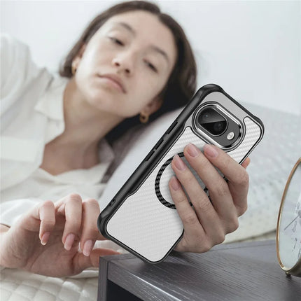 For Google Pixel 9a Case Compatible with MagSafe Hybrid Phone Cover Carbon Fiber