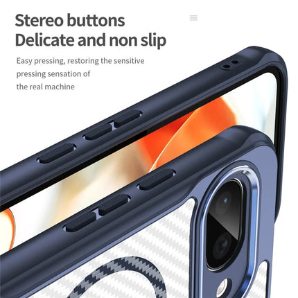 For Google Pixel 9a Case Compatible with MagSafe Hybrid Phone Cover Carbon Fiber