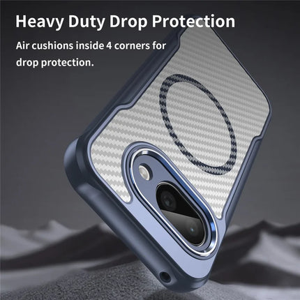 For Google Pixel 9a Case Compatible with MagSafe Hybrid Phone Cover Carbon Fiber