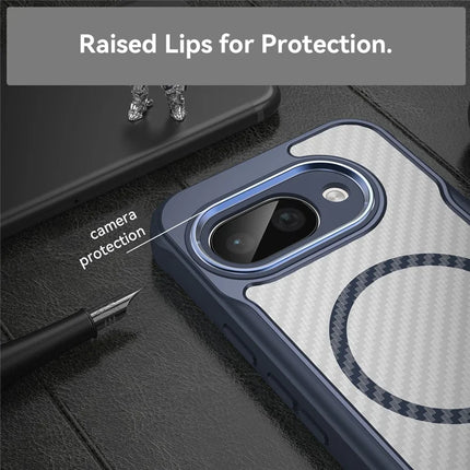 For Google Pixel 9a Case Compatible with MagSafe Hybrid Phone Cover Carbon Fiber