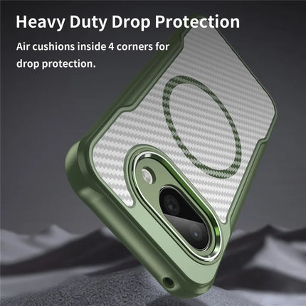For Google Pixel 9a Case Compatible with MagSafe Hybrid Phone Cover Carbon Fiber