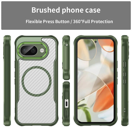 For Google Pixel 9a Case Compatible with MagSafe Hybrid Phone Cover Carbon Fiber