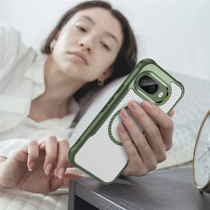 For Google Pixel 9a Case Compatible with MagSafe Hybrid Phone Cover Carbon Fiber