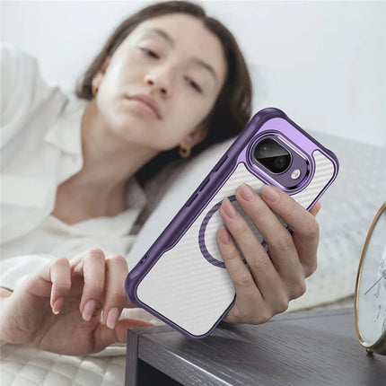 For Google Pixel 9a Case Compatible with MagSafe Hybrid Phone Cover Carbon Fiber