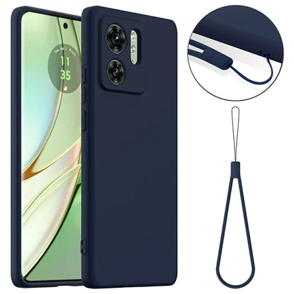 For Motorola Edge (2023) 5G Case Compatible with MagSafe Liquid Silicone Phone Cover with Lanyard - Dark Blue