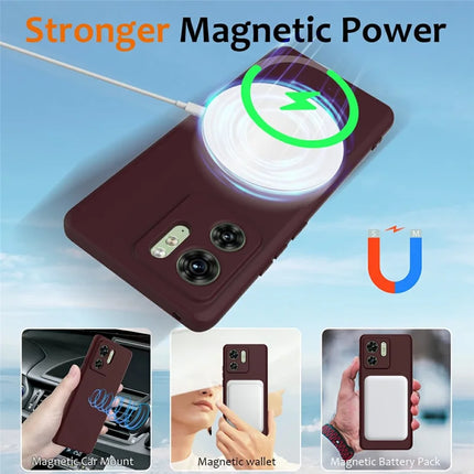 For Motorola Edge (2023) 5G Case Compatible with MagSafe Liquid Silicone Phone Cover with Lanyard