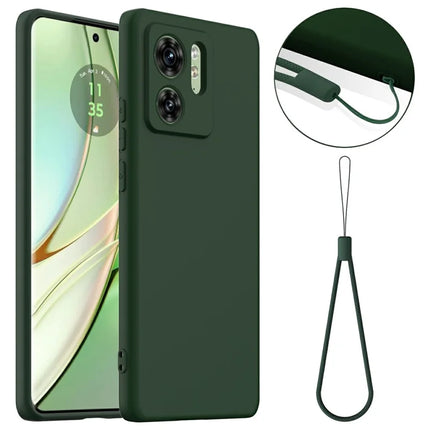 For Motorola Edge (2023) 5G Case Compatible with MagSafe Liquid Silicone Phone Cover with Lanyard - Dark Green