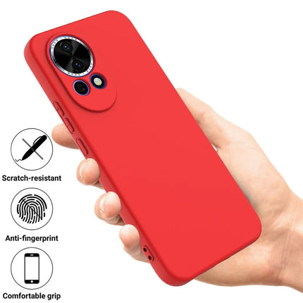 For Huawei nova 12 5G Case Liquid Silicone Phone Back Cover with Hand Strap